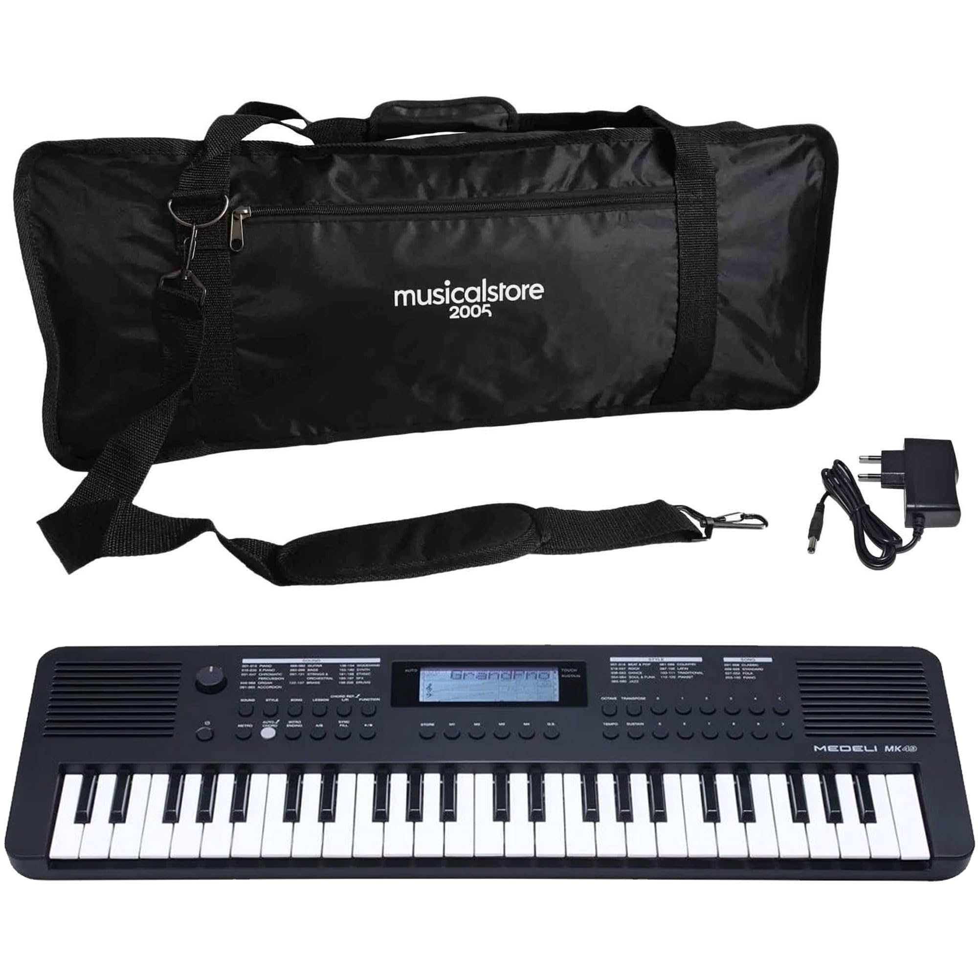 Kit Tastiera per Medeli MK49, Borsa con Tracolla Compatbile Inclusa, Mini Tastiera 47 Tasti Nera - Perfetto per Bambini e Studenti