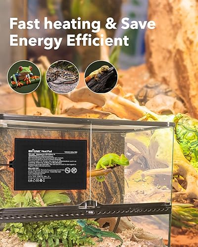 Miniatura 7 de BN-LINK Almohadilla térmica de reptiles de 8 x 12 pulgadas, 16 W para 30-40 galones debajo del tanque de terrario, alfombrilla de calefacción