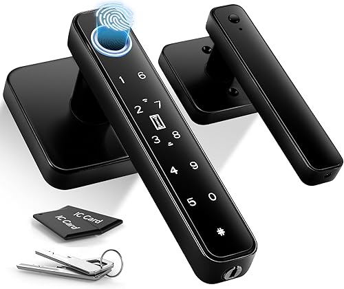 Pulido Cerradura inteligente 4 en 1 con huella dactilar para puerta, no requiere aplicación, cerraduras de puerta para dormitorios y oficinas, pomos