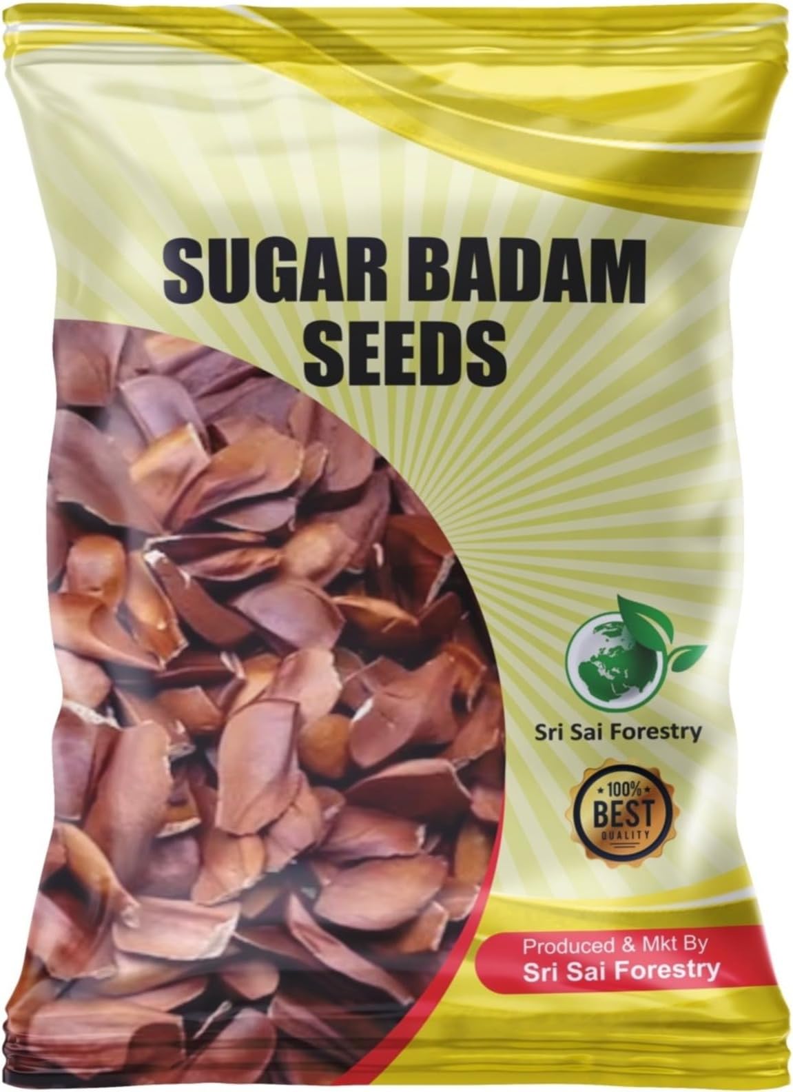 SRI SAI FORESTRY Unpeeled Sky Sugar Fruit Seeds | Sugar Badam Mahogany | Kadwa Badam, Previously Frozen, 250 Gram