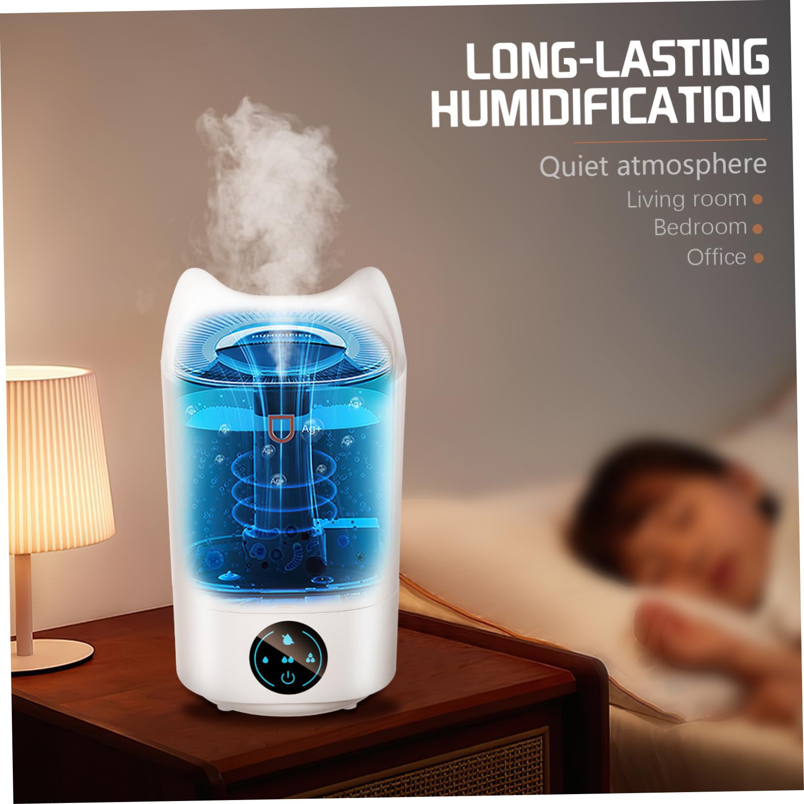 MAGICLULU Umidificatore da Tavolo Basso Rumore con Serbatoio Funzione di Spegnimento Automatico Design Compatto e Facile da Pulire per Ufficio e Camera da Letto
