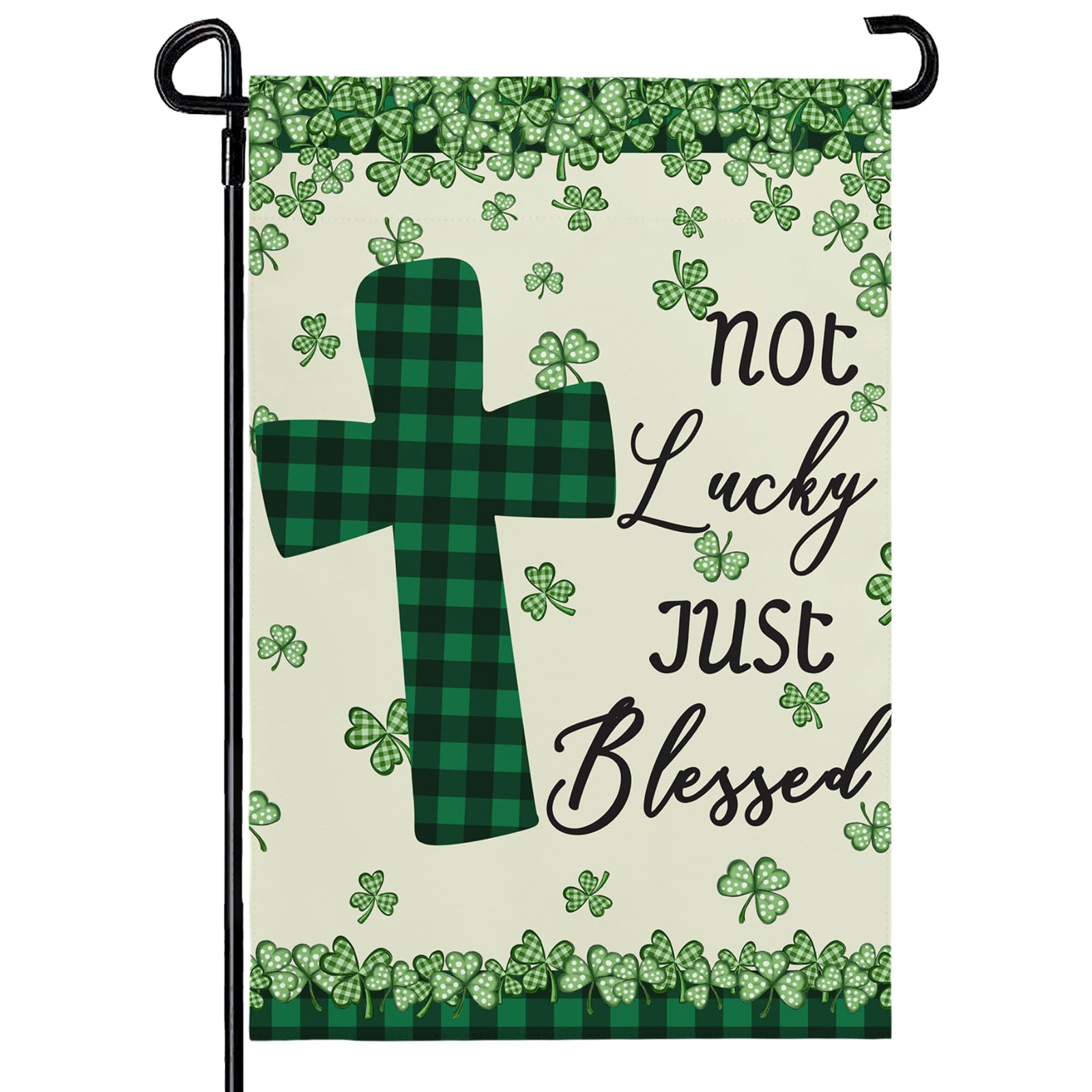 St Patricks Garden Flag 12x18 Double Sided St. Patrick’s Day Garden Flags for Outside Decor Not Lucky Just Blessed Flag for Farmhouse Holiday Decoration