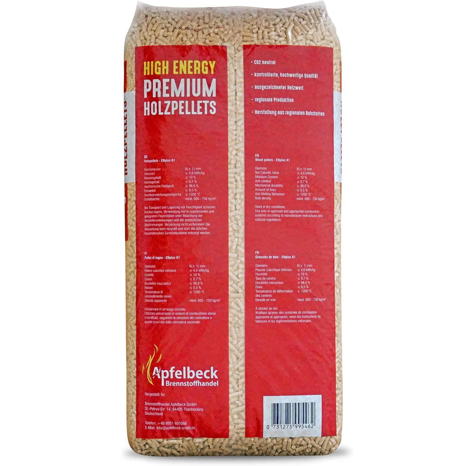 High Energy Premium Holzpellets - 2 x 15kg | Vorteilspack