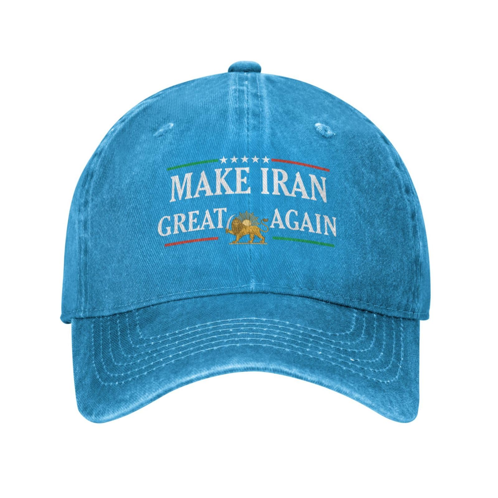peiyeety Make Iran Great Again Hat Miga Baseball Cap Old Iran Persian Flag Lion and Sun Trucker Hat for Men Women Blue
