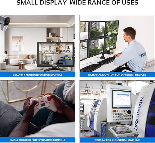 Miniatura 4 de ZFTVNIE Monitor HDMI pequeño de 10.1 "1366 x 768P Mini monitor con puertos VGAHDMI Monitor portátil para portátilcámaraFirestickHogarOficina