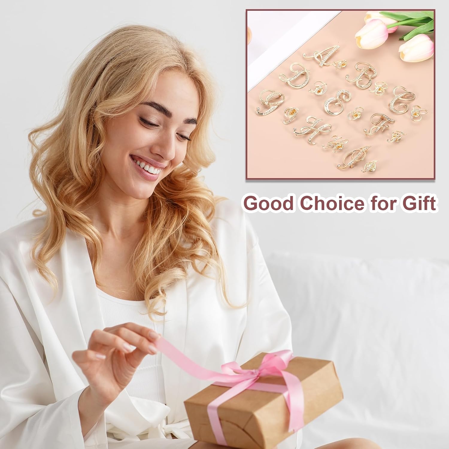 PATIKIL Rhinestone Letter Brooch Pins, Initial Rhinestone Alphabet Letter Lapel Badges Pin for Women Men Suits Dress Coat - Image 7