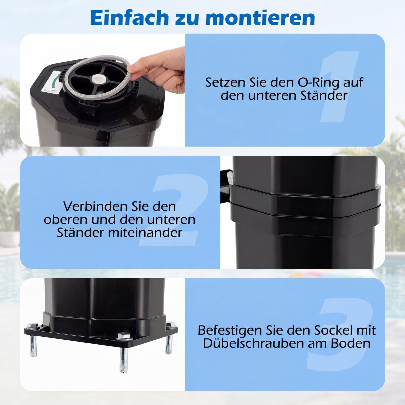 COSTWAY Solardusche 60L inkl. Abdeckung | Gartendusche mit Ablage, Regenduschkopf und Wasserhahn | warmes Wasser | max. 60°C | ohne Stromanschluss | Pooldusche Camping (Schwarz)
