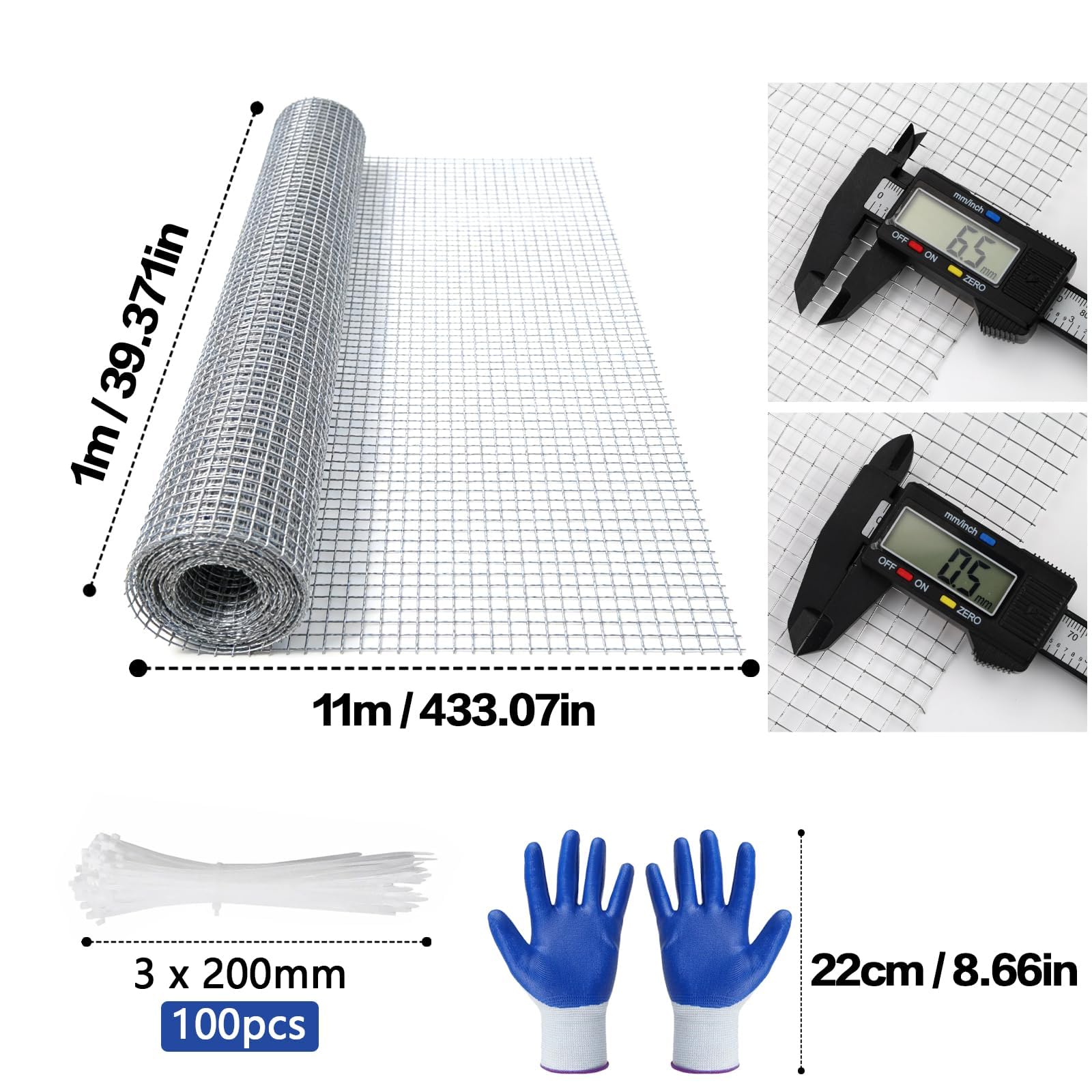 Mbsomnus Drahtgitter Feinmaschig 100 cm x 11 M Maschendraht Rolle