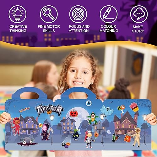 Miniatura 3 de 4 juegos de calcomanías reutilizables de Halloween para niños de 2 a 4 años, actividades de Halloween para niños pequeños de 1 a 3, calcomanías de