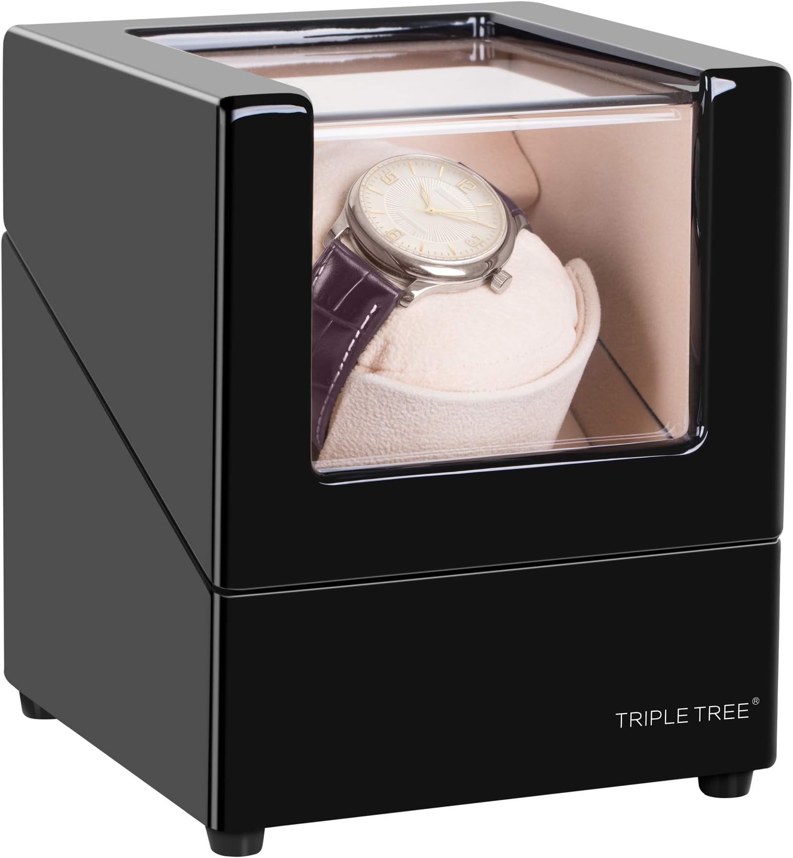 Single Watch Winder for Automatic Watches, with Super Quiet Japanese Motor, 4 Rotation Mode Setting, Flexible Plush Pillow Fit Lady and Man Watches