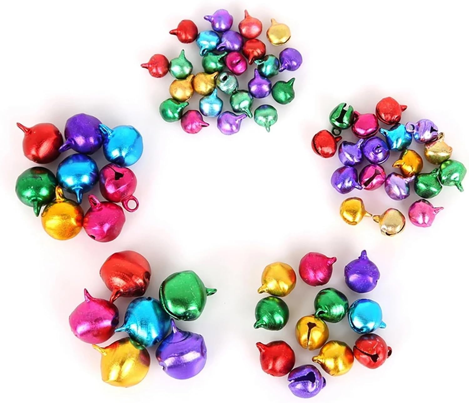 Craft Bells, Bells for Crafts for 100pcs Jingle,8-14mm Christmas,New Year Ornament Gift Mix Colors Loose Beads