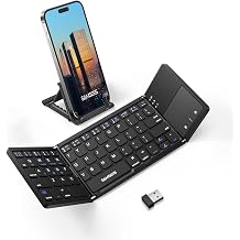 Samsers Dokunmatik Y zeyli  ok Cihazl  Katlanabilir Bluetooth Klavye,  arj Edilebilir  ift Modlu 2.4G+BTx2 Tutuculu Kablosuz Klavye, Android Windows iOS Mac OS i in Ta nabilir Katlan r Klavye -