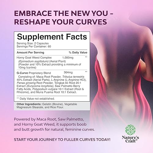 Miniatura 6 de G-Curve - Píldoras potenciadoras de senos y glúteos, suplemento para el crecimiento de senos y glúteos con extracto de palma enana americana y