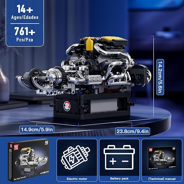 Foto 2 de 6 de Mould King 10207 Kit De Construcción del Motor V8 Kit De Construcción del Motor V8 Kit De Modelo del Motor…