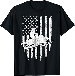 Vintage American Flag Snowmobiling Snowmobile Rider T-Shirt