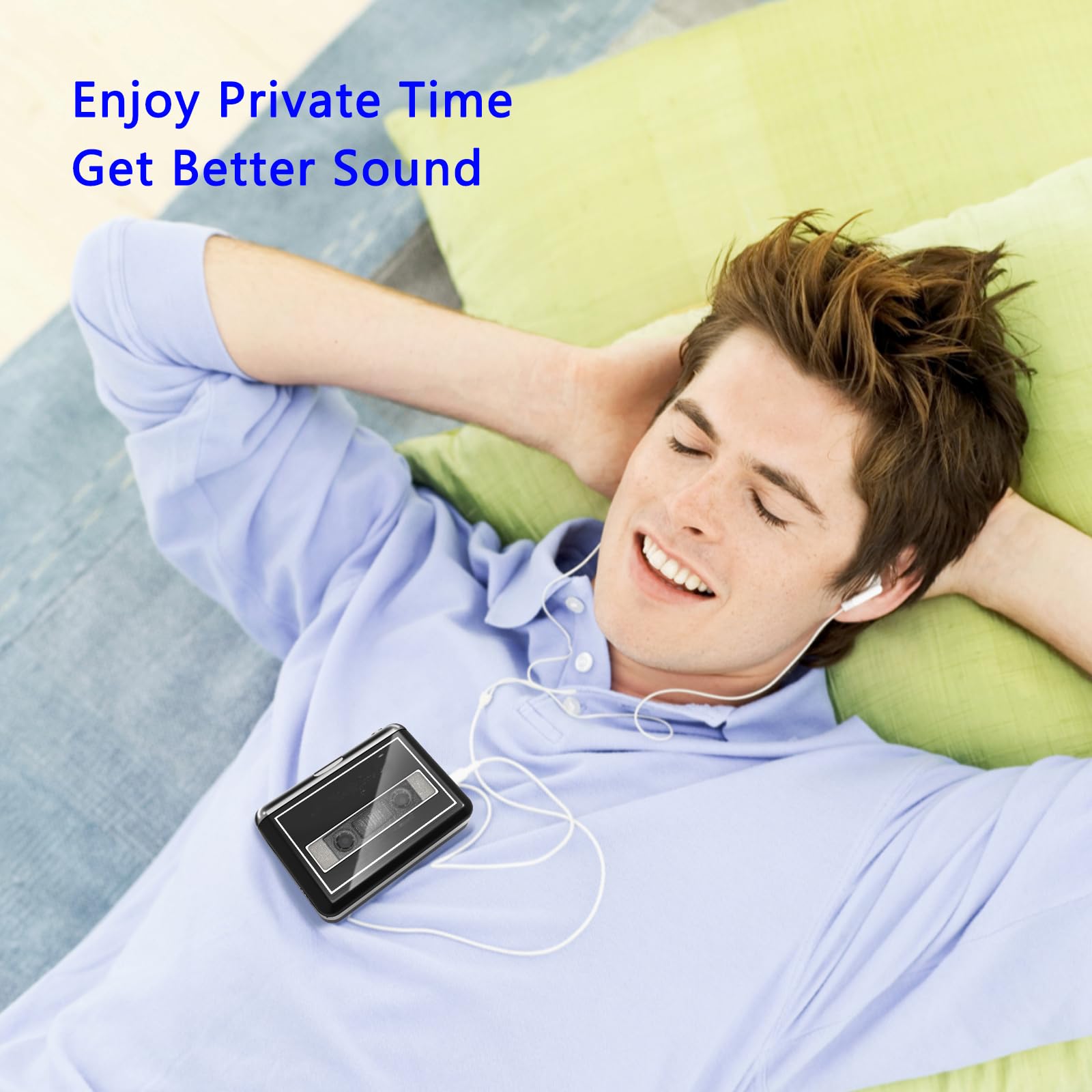 Lecteur de Cassettes Portable, Convertit Les Cassettes en MP3, Compatible avec Ordinateur/Portable, Retour Automatique – Enregistrement Numérique de Musique sur Cassette