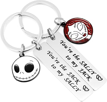 Jack Skellington Gifts Keychian for Women Men Jewelry Jack Skeleton Stuff Ornaments Jack and Sally Keychains