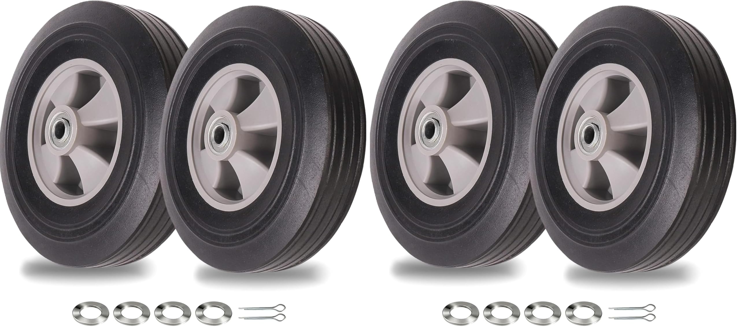 (2-Pack) AR-PRO 10" x 2.5" Flat Free Solid Rubber Tires and Wheel - 10 inch Solid Wheels with 5/8" Axles and 2.25 Offset Hub - Replacement Wheels for Hand Trucks Dolly and Wheelbarrows — Amazon image 7