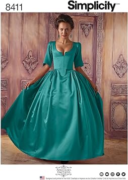 Simplicity 8411 18th Century Gown and Panniers Women's Historical Costume Sewing Pattern, Sizes 6-14