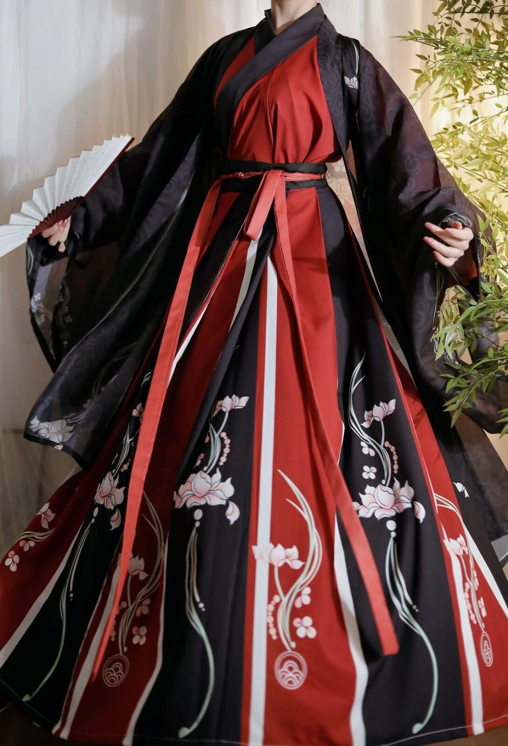 Występy sceniczne Cosplay，han chińska odzież， Chińskie starożytne zestawy Hanfu Cosplay strój dla dorosłych mężczyzn i kobiet(Schwarz,Large)