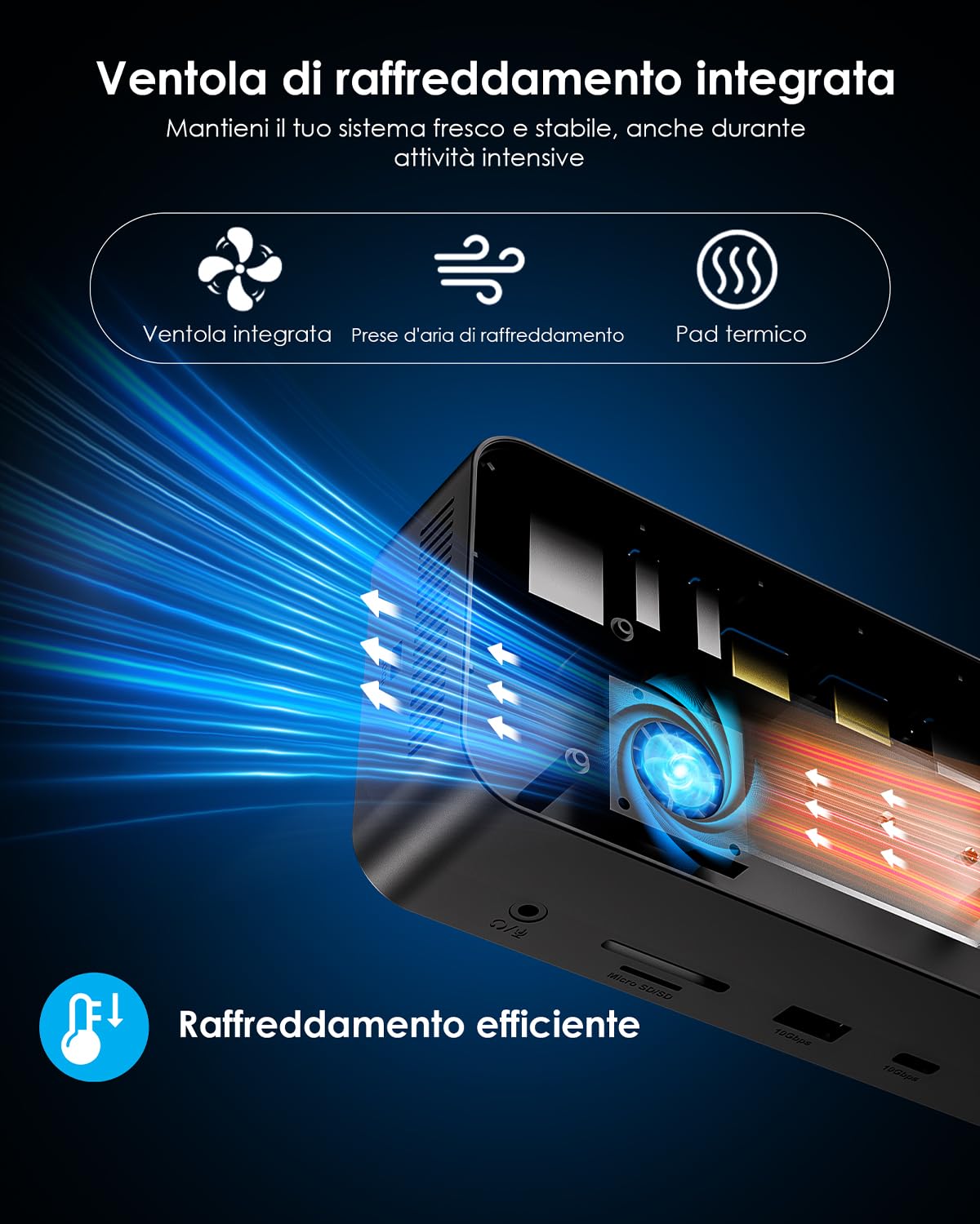 WAVLINK Docking station USB-C, Dock per Laptop 12-in-1 con Alloggiamento SSD M.2 PCIe/SATA, Triplo Display (3 * 4K a 60 Hz, 2 HDMI/1 DP), 100W PD, USB C/A, SD/TF, Gigabit per MacOS e Windows