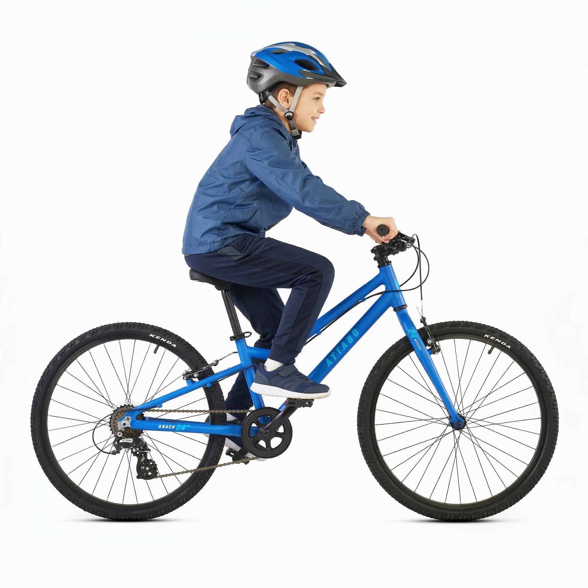 ATTABO Leichtes Fahrrad für Alltag und Touren – Jugendfahrrad – Aluminium – 24 Zoll Blau – Für Jungen und Mädchen