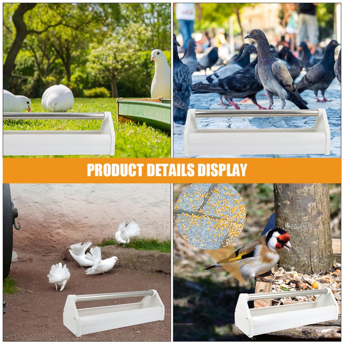 CRAFTHROU Mangeoires pour Pigeons Distributeur Pratique pour Nourriture d'oiseaux Lot de 2 en Acier Inoxydable Léger pour Jardins et Champs