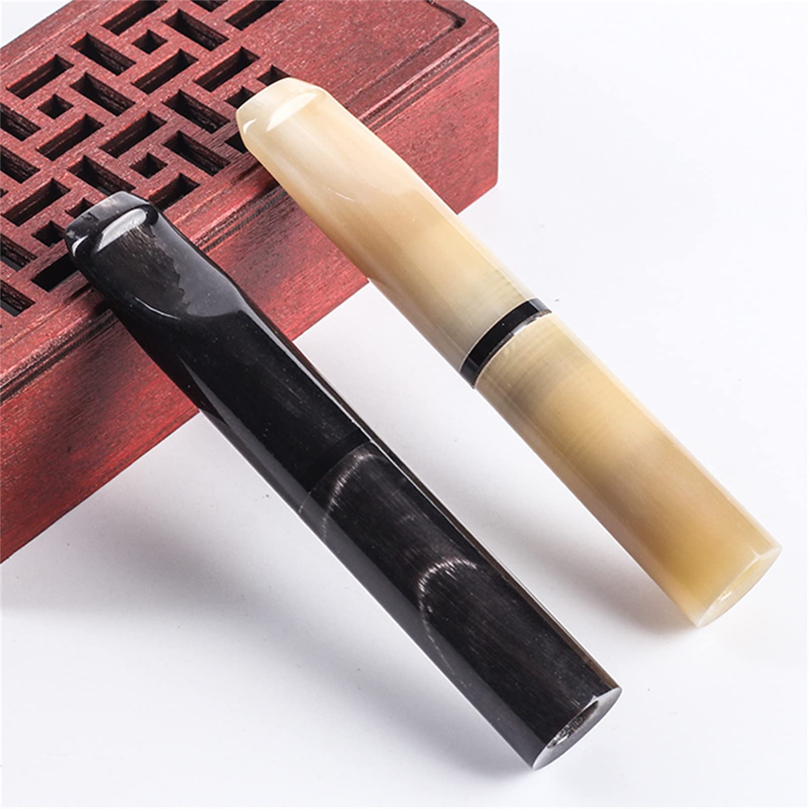 Bocchino con filtro a carbone attivo da 9 mm Bocchino da uomo in corno naturale giallo nero 2 pezzi