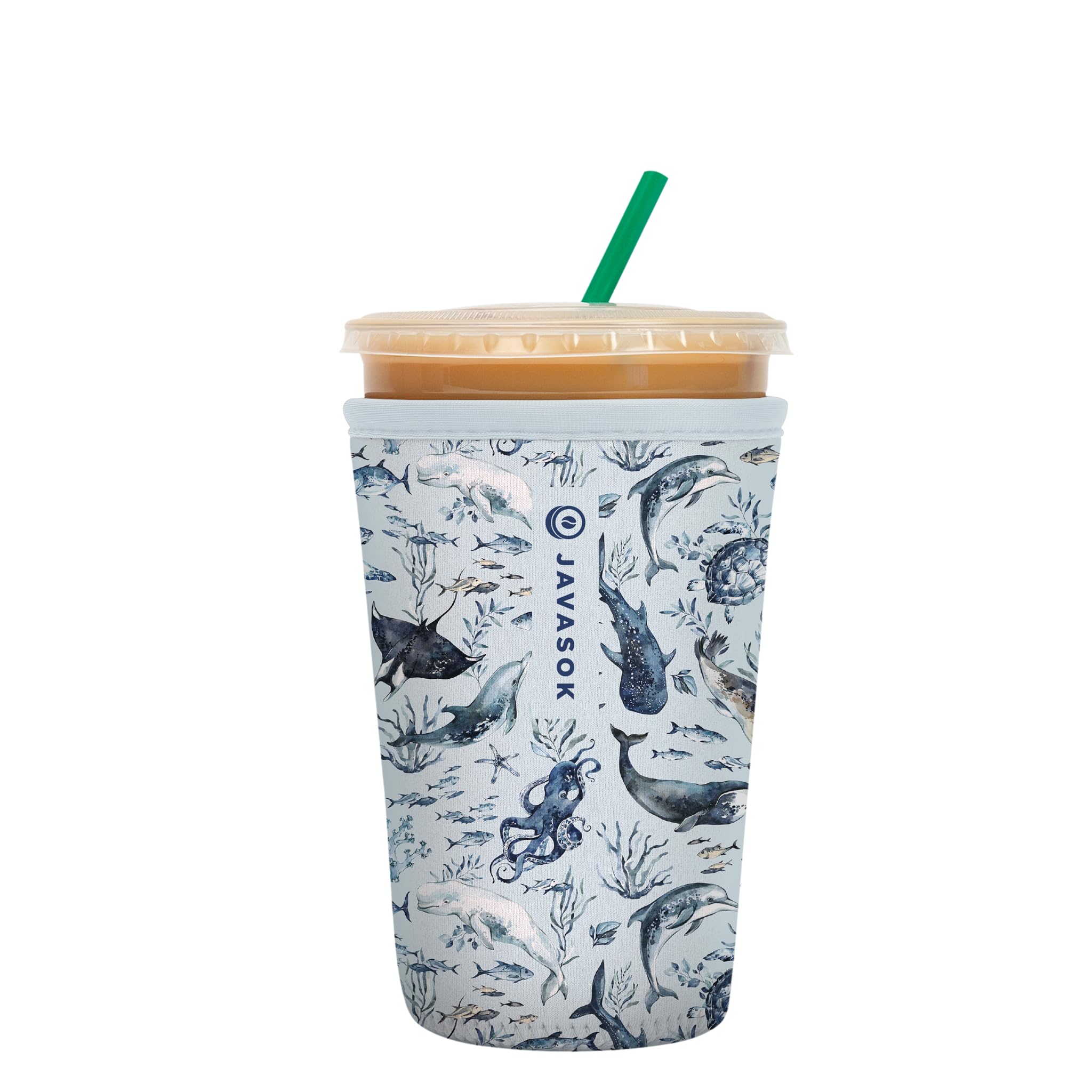 Sok It JavaSok Iced Coffee &amp; Cold Soda Insulated Neoprene Cup Sleeve (Ocean Echo, Medium: 22-28oz)