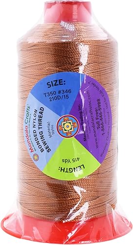 Miniatura 146 de Mandala Crafts Hilos de coser resistentes de nailon consolidado, hilo para tejer jeans de cuero, hilos de tapicería marina al aire libre, Beige