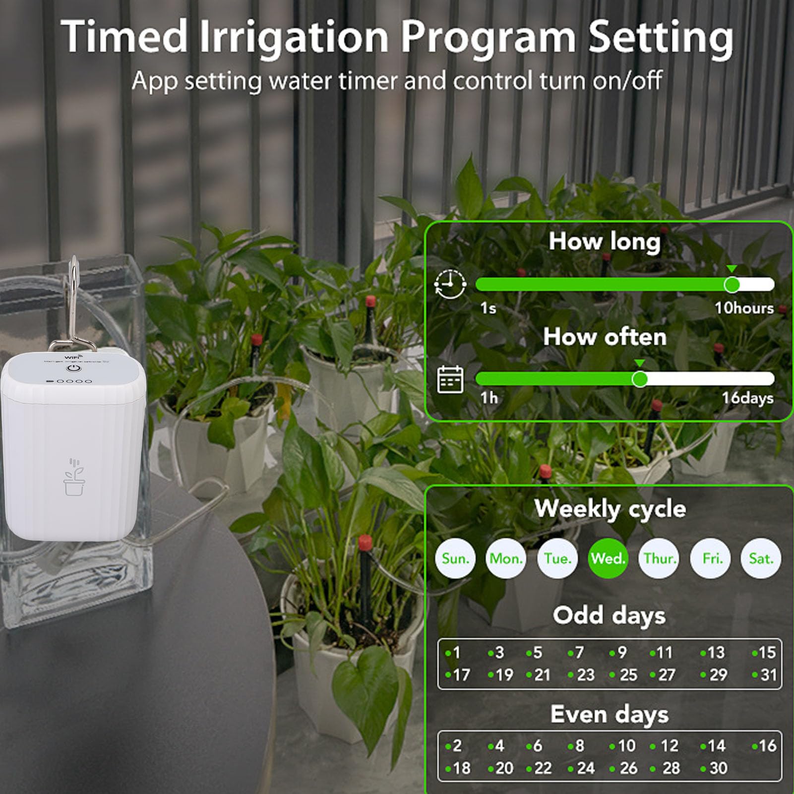 Generic Irrigatore Automatico Intelligente per Piante con Gocciolatori Regolabili e di Irrigazione Automatica con Controllo Tramite App Intelligente per Prati e Cortili