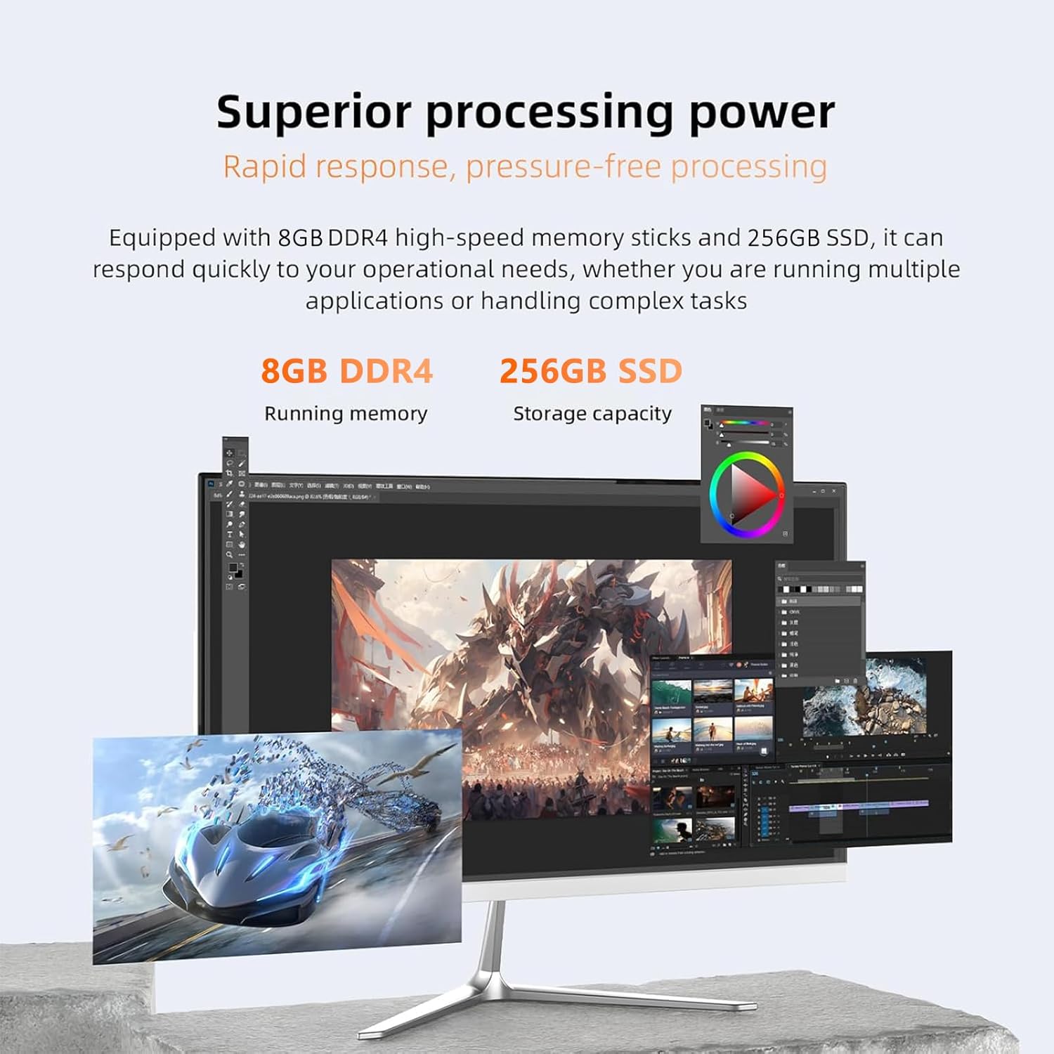 All-in-One Desktop Computer,All-in-One Computers,HD Webcam,Celeron N5095 Processor (Up to 2.9Ghz),8GB RAM,256GB Storage,Includes Wired Keyboard and Mouse Set