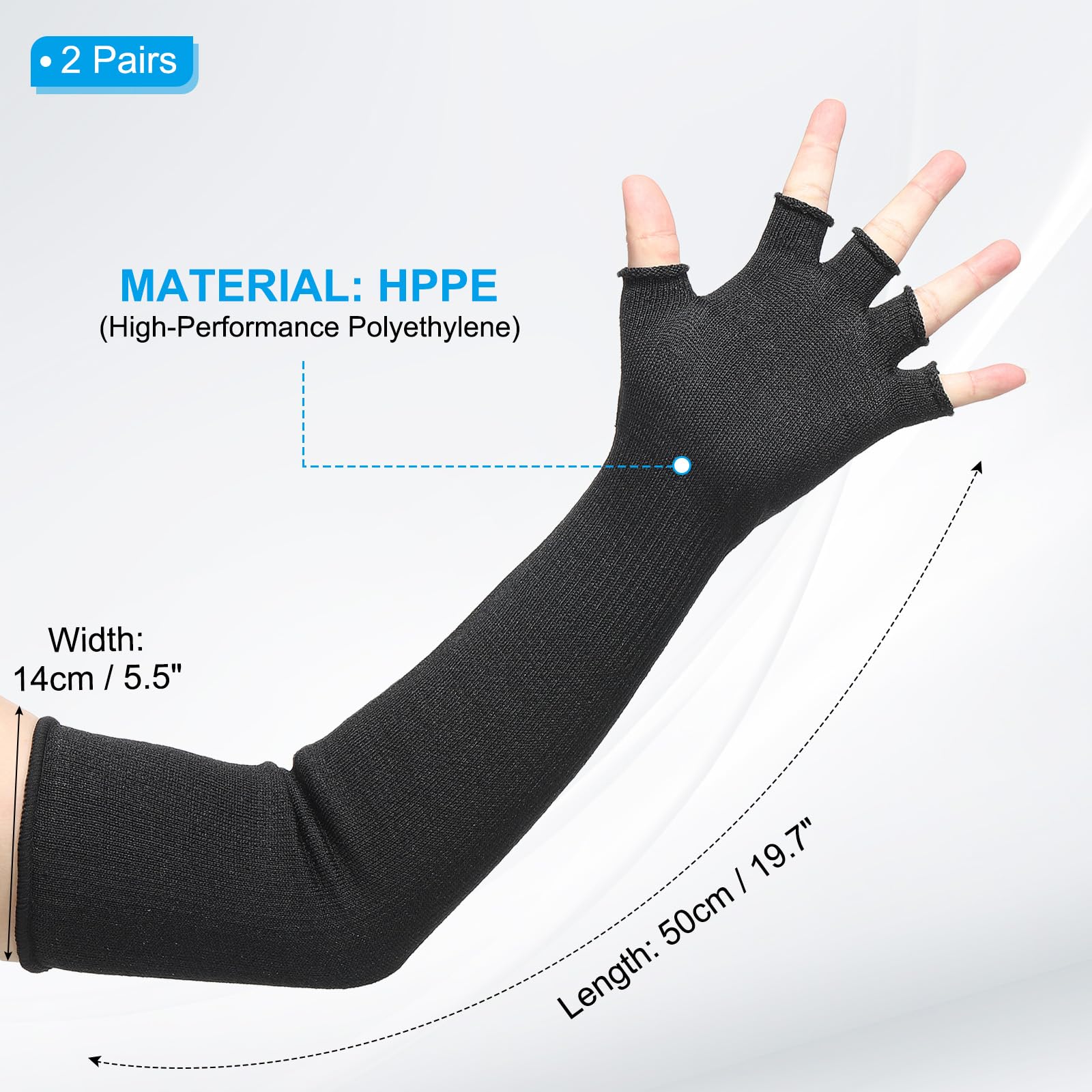 PATIKIL 20 Inch Cut Resistant Sleeves with Finger Grips - Image 2