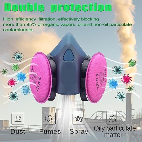 Miniatura 4 de 100 filtros 2097 para respirador 6000 6200 6800 7000 FF-4, filtros de partículas 2097 con filtro de capa de carbón activado, contra el polvo, corte