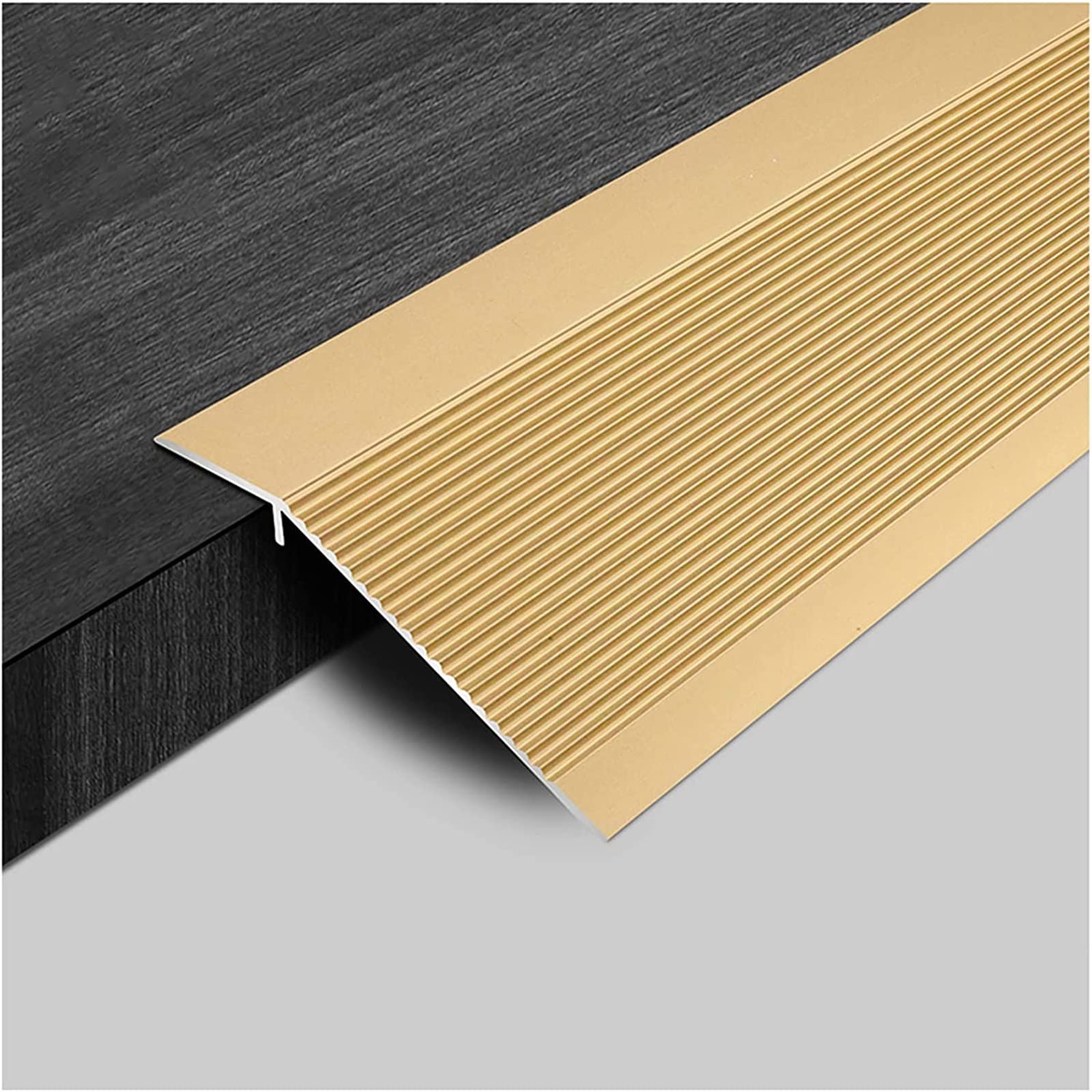 Striscia di Passaggio del Pavimento Legno per Piastrellare, Metallo Antiscivolo Riduttore della Porta Soglie Rampa, Piano Bar per Pavimento in Vinile/Tappeto