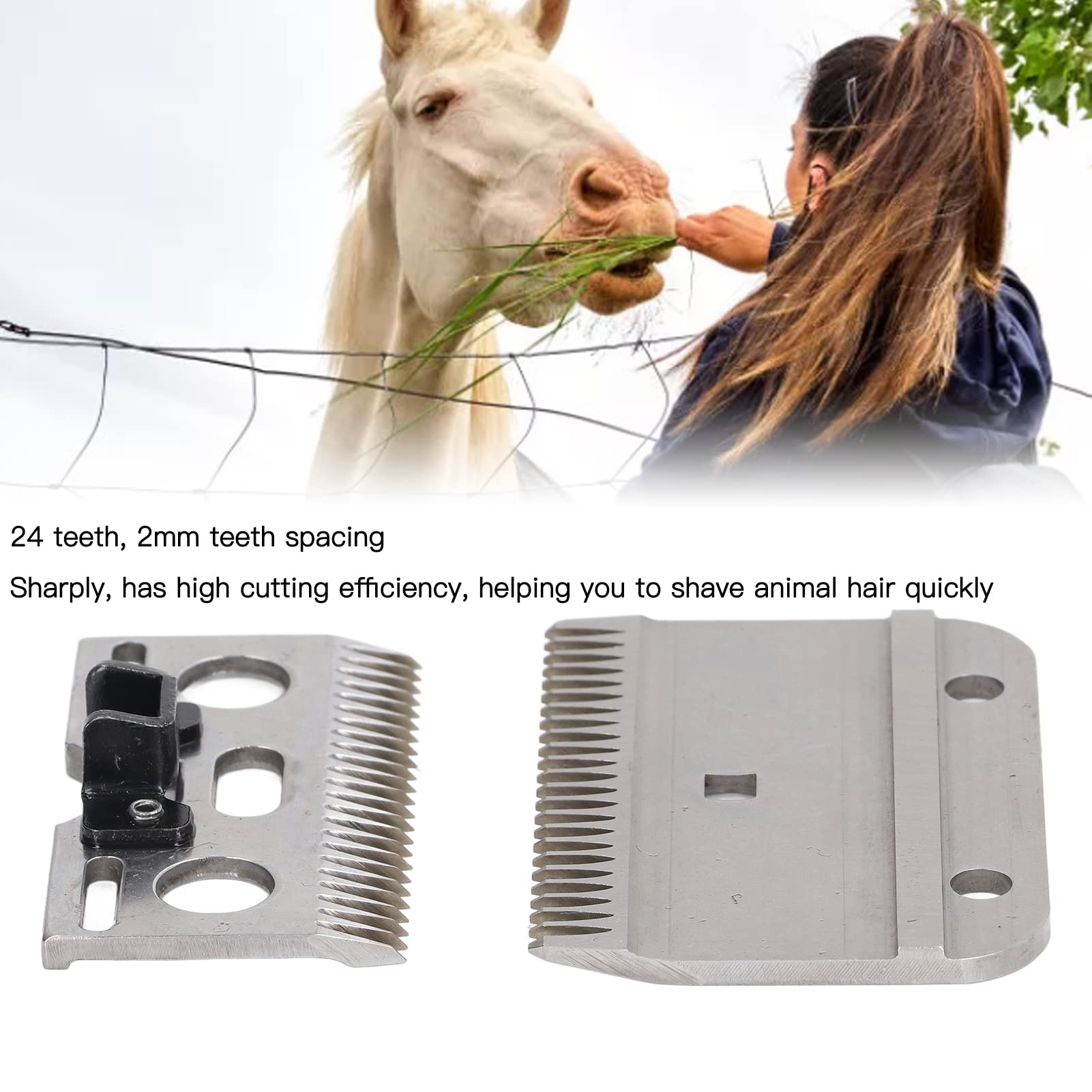 EIMSOAH 24 Tooth Horse Clippers Replacement Blades, Detachable Horse Shears Replacement Blades, High Hardness Carbide Horse Hair Clipper for Professional Horse Grooming Clippers