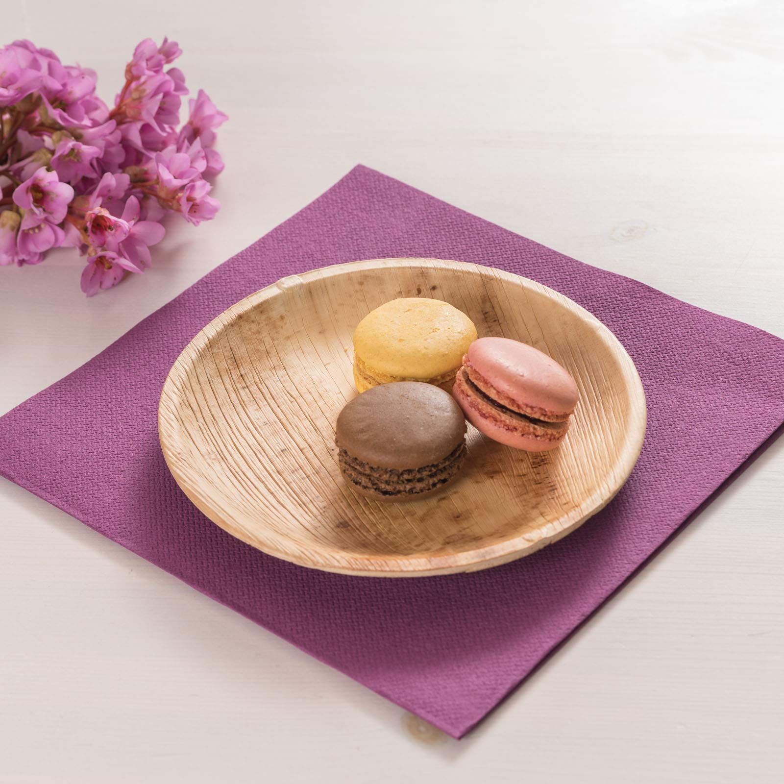 Piatti in Foglia di Palma Ecologici - 25 Pz Rotondi 15x15 cm - Piccole Stoviglie usa e getta Compostabili Eleganti - Leggeri e Resistenti - Simile al Bamboo e al Legno - Ideale per Feste