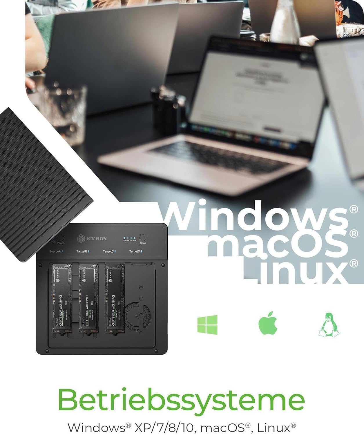 ICY BOX IB-4013MCL-C4 docking clone station M2 NVMe SSD