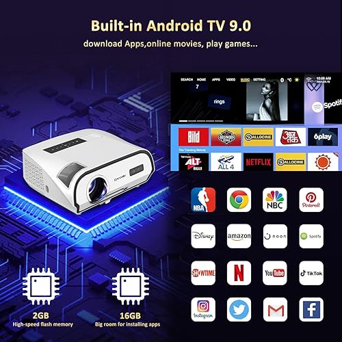 Miniatura 6 de Proyector inteligente 4K Ultra HD 5G WiFi Bluetooth, 1100 ANSI14300 lúmenes, proyector de película para exteriores diurno, pantalla de 300 pulgadas,