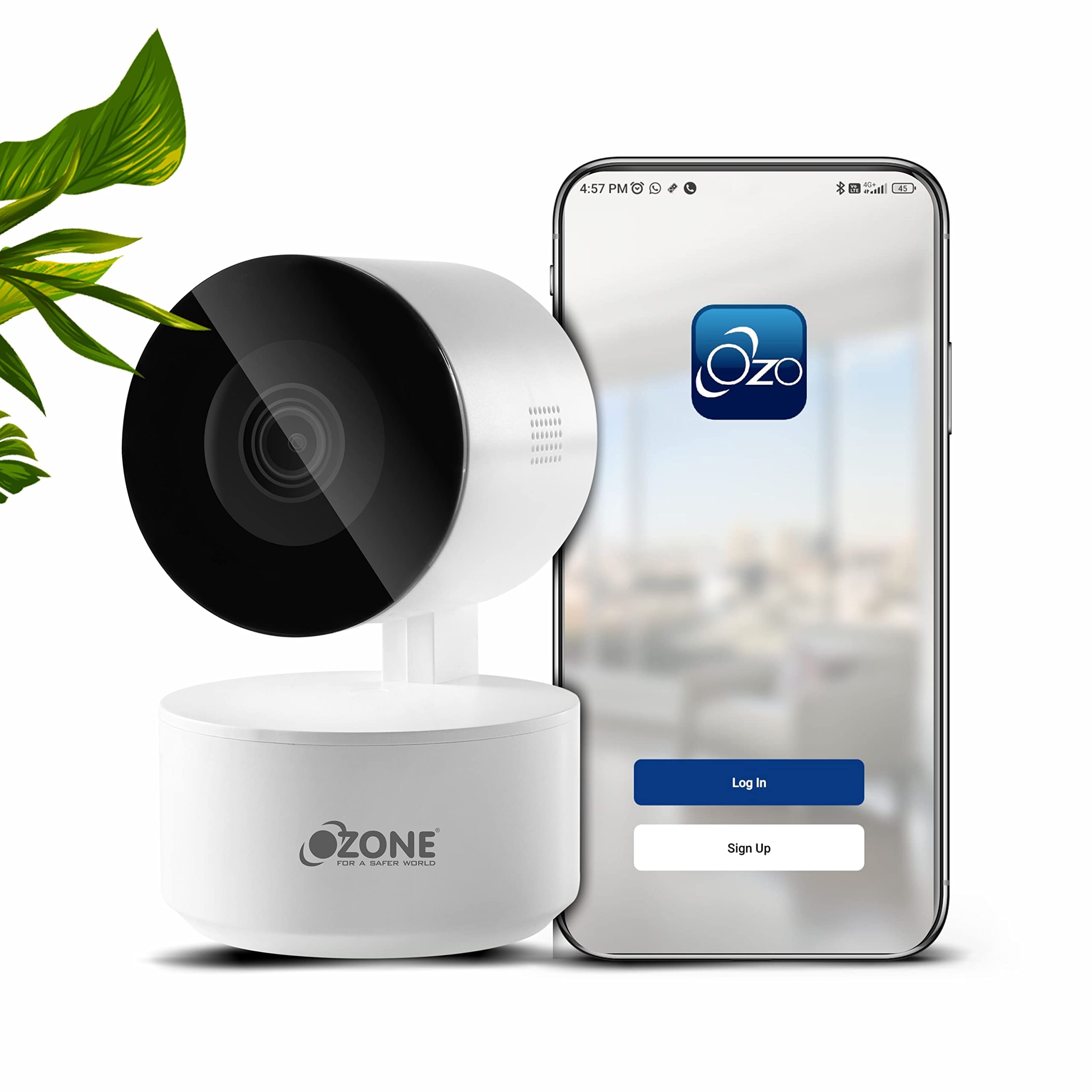 Ozone OZ- Life-PC-01 Smart PTZ Indoor 2 MP Wi-Fi Camera | Full HD Camera with 360° | Motion Detection | Cloud & Sd Card Support upto 128 GB | 2 ways Audio Talk | Smart Access with Alexa & Google