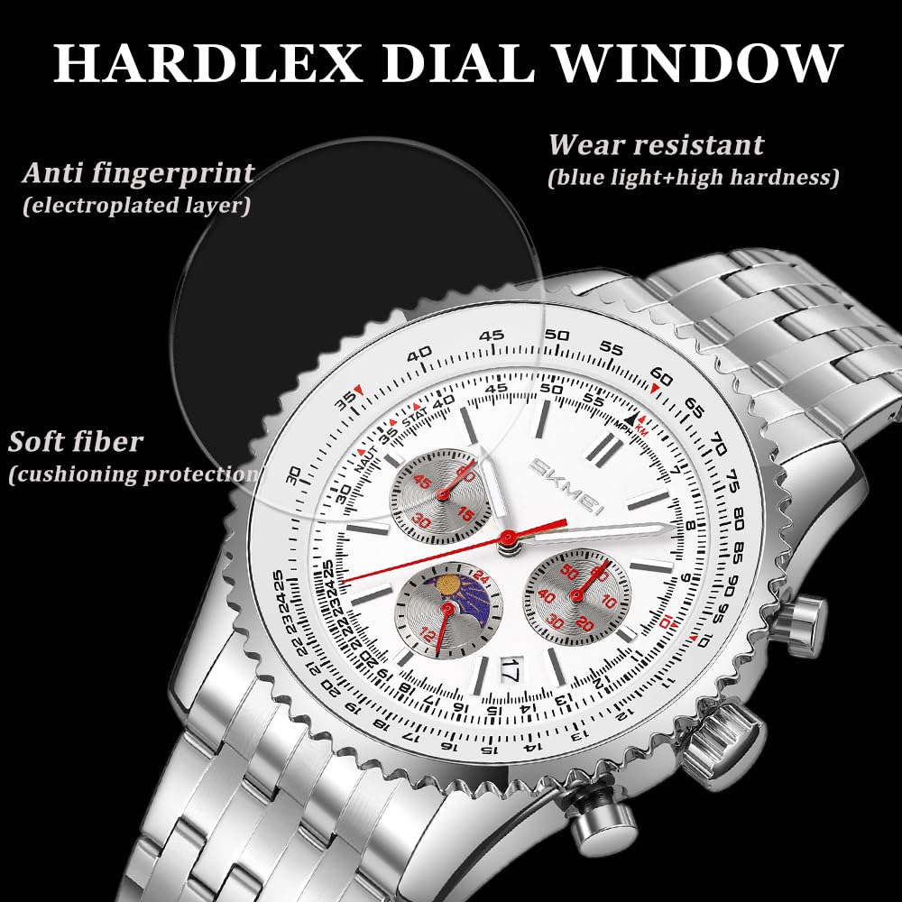 Reloj de pulsera de cuarzo con esfera amarilla y correa de acero de tres esferas y temporizador de seis pines, resistente al agua, para hombres y negocios, regalos para hombres