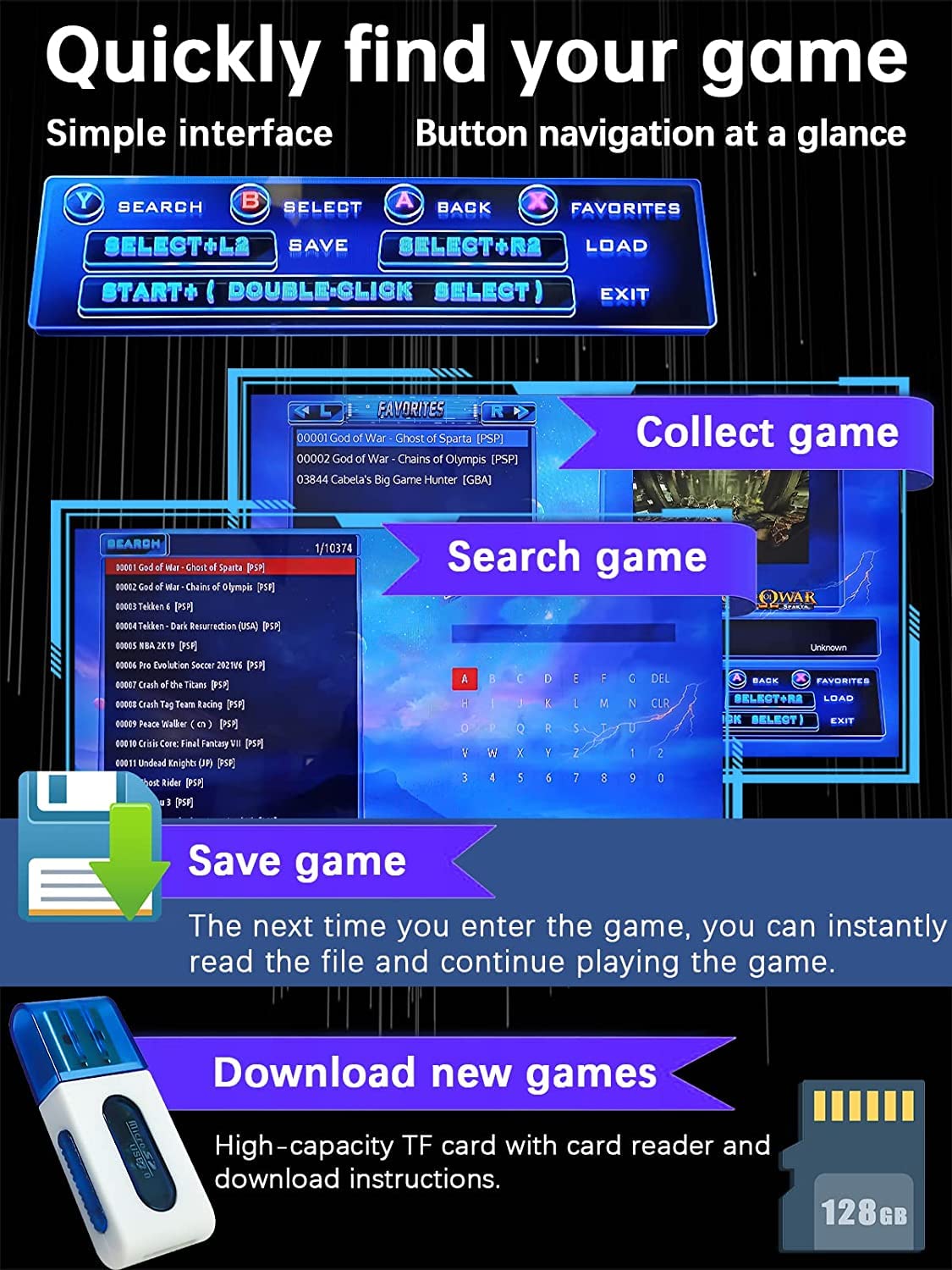 Consola de Juegos Retro, Super Game Box, integrada en más de 10000 Juegos clásicos 2D/3D, Salida HD 4K, Consola de Juegos Plug and Play, Compatible con 25 emuladores de Juegos, Adecuado para el hogar