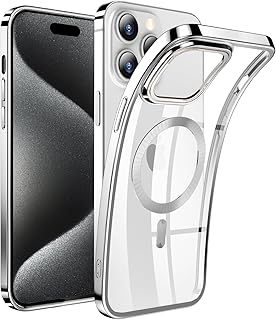 QiiStar Magnetic iPhone 15 Pro Max Case for MagSafe - Clear Silver