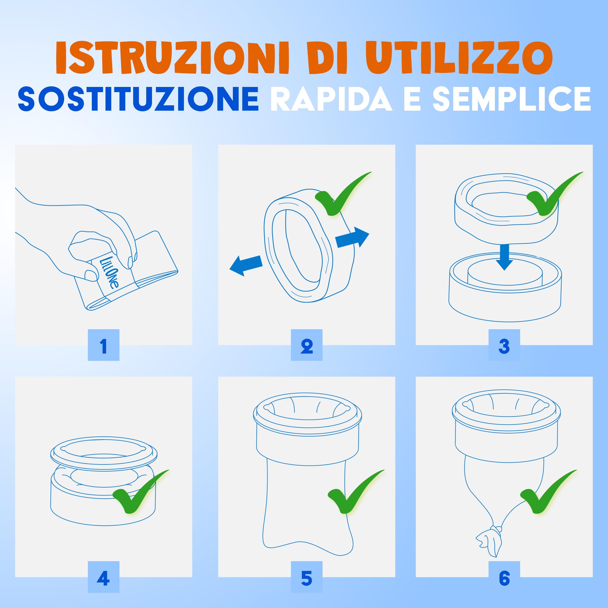 LillOne EVERLAST 9 Ricariche Mangiapannolini Universali Extra Lunghe 6,5 m Spessore Maggiorato Anti Odore e Perdite Compatibili con Angelcare, Maialino Foppapedretti, Tommee Tippee, LitterLocker