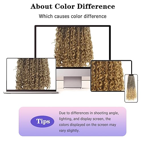 Vista 510 de Goddess Box Braids Crochet Hair With Curly Ends 18 Inch Bohomian Box Braids Crochet Braids 8 Packs 3X Crochet Braids Synthetic Braiding Hair 1B-4-30