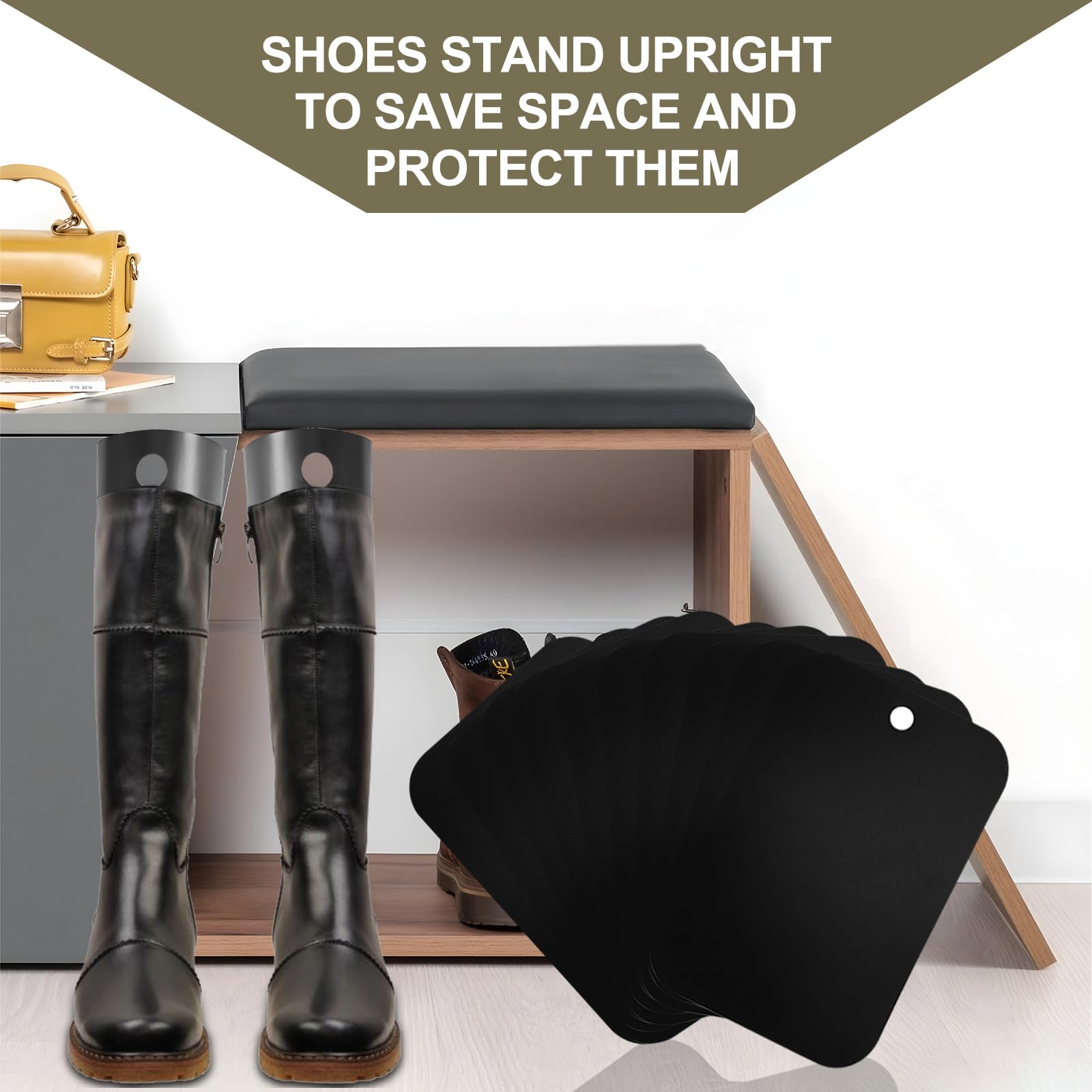 Rierously 10 piezas de plástico bota árbol, altas bota moldes insertos, negro, mantienen las botas en posición vertical para señoras y hombres (32cm)