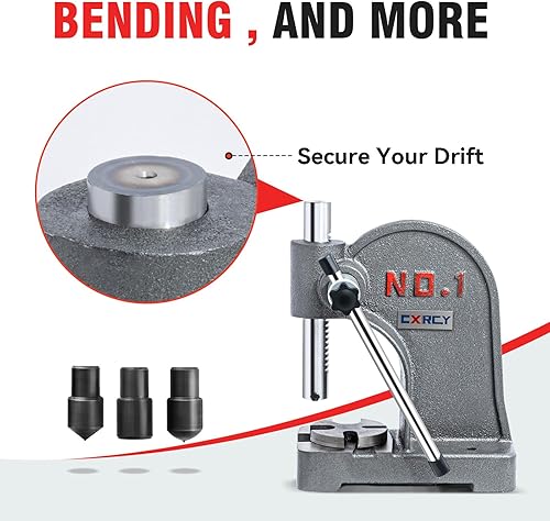 Miniatura 5 de CXRCY Prensa de cenador de 1 tonelada de carnero redondo, hierro fundido resistente mejorado manual de 1 tonelada, altura máxima de 5.5 pulgadas,