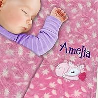 Vista 2 de Manta de bebé personalizada, manta de bebé de cervatillo rosa con nombre personalizado, Manta personalizada de ciervo rosa