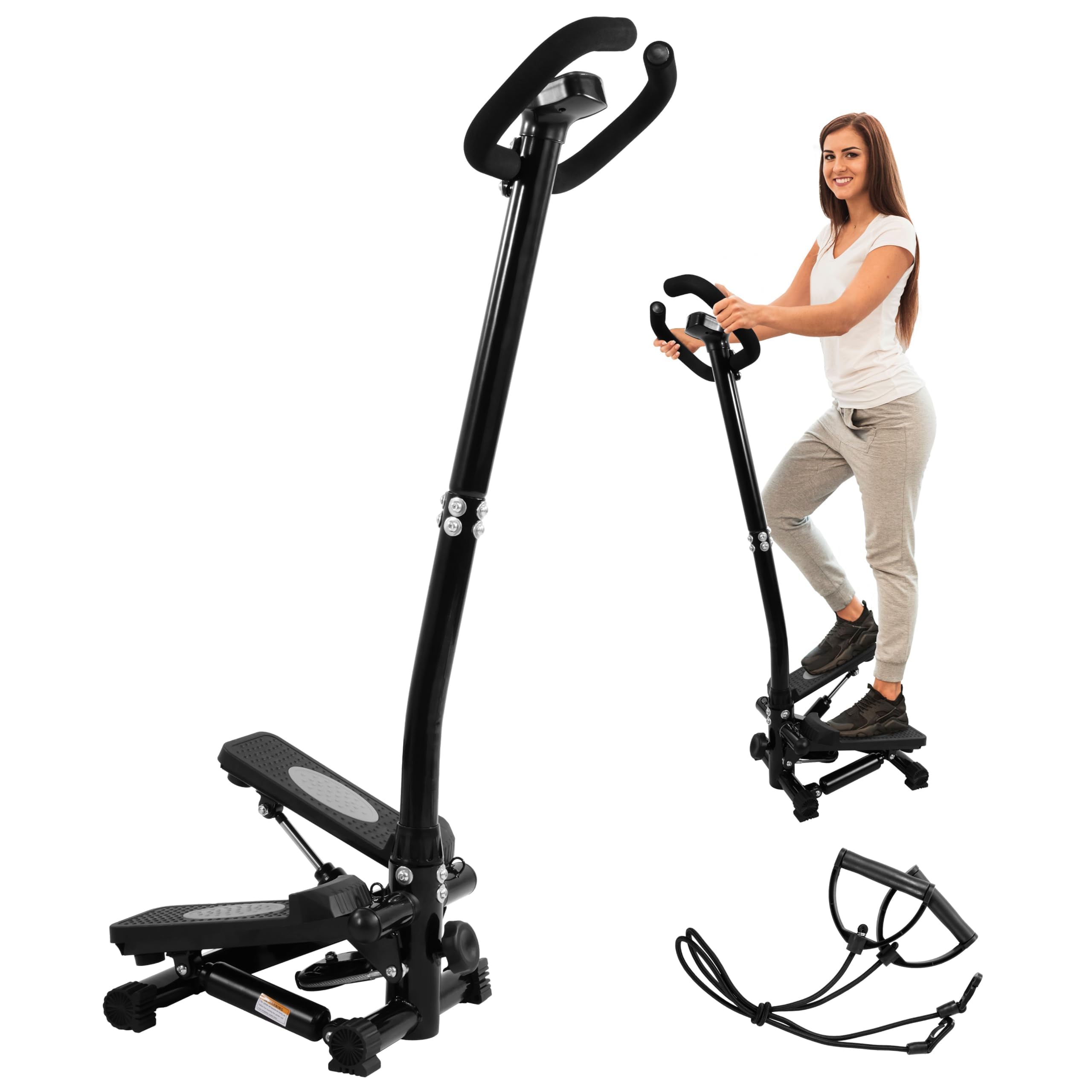 Fitvids Steppers for Exercise, Stair Steeper with Resistance Bands, Portable Stepper Capable of Full-Body Exercise, Low Noise and Smooth, Bear 300 lbs
