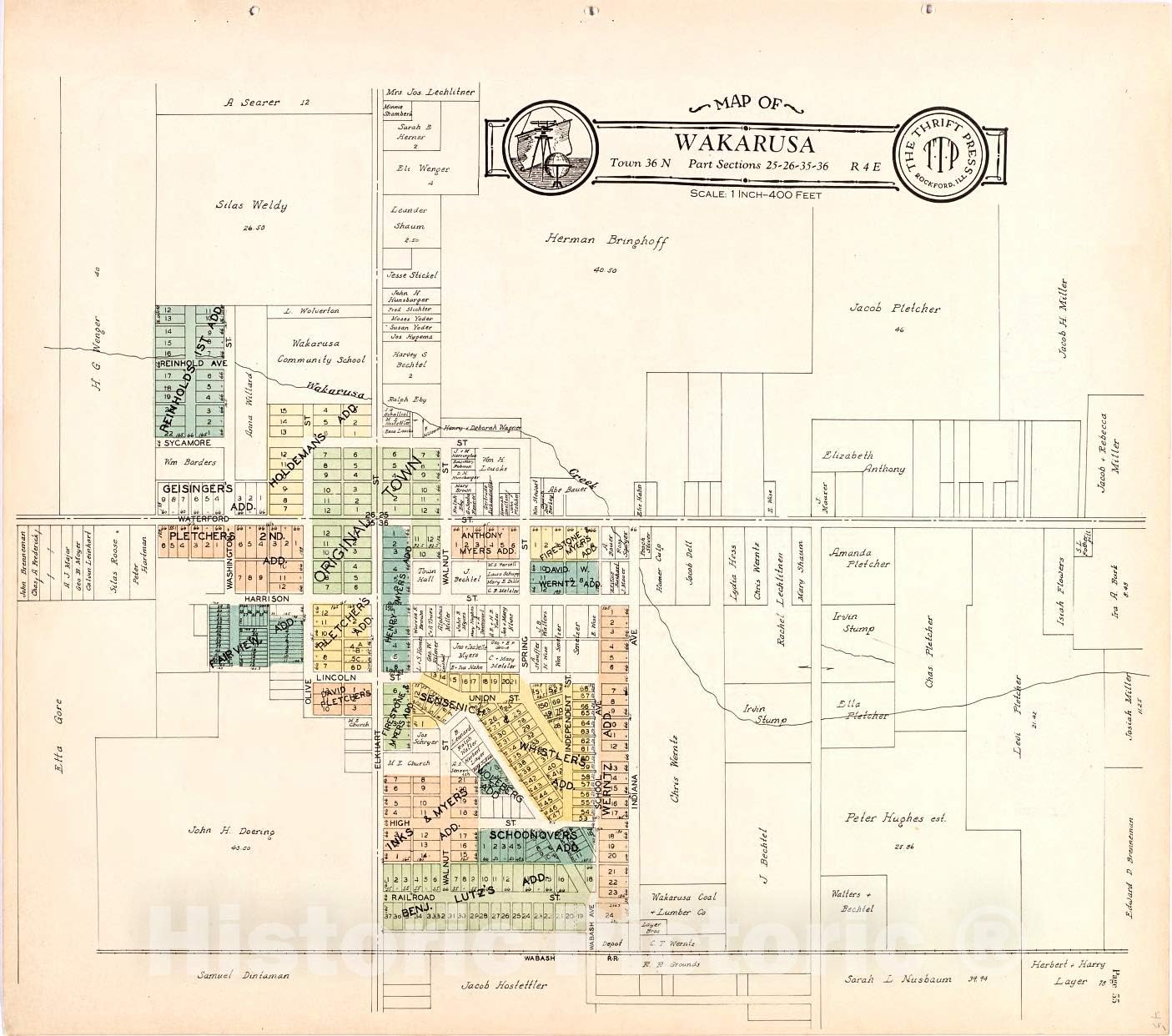 Historic 1929 Wall Map Atlas and plat Book of Elkhart